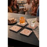 Baum Atelier Moroccan Marrakesh Tile Doğal Taş Traverten Bardak Altlığı Stone Coasters 4 Lü Set