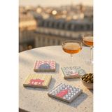 Baum Atelier Paris Roma Londra ve Berlin Temalı Doğal Taş Traverten Bardak Altlığı Stone Coasters 4 Lü Set