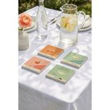 Baum Atelier Pop Art Içecekler Temalı Doğal Taş Traverten Bardak Altlığı Stone Coasters 4 Lü Set
