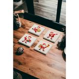 Baum Atelier Santa Claus Noel Baba Temalı Doğal Taş Traverten Bardak Altlığı 4 Lü Set