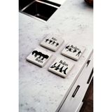 Baum Atelier The Beatles 70 Ler Rock Müzik Siyah Beyaz Tema Doğal Taş Traverten Bardak Altlığı 4 Lü Set