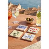 Baumatelier Pop Art Renkli Çizgili Art Doğal Taş Traverten Bardak Altlığı Stone Coasters 4 Lü Set