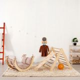 Baumfee Montessori Tırmanma Seti, Pikler Seti, Tırmanma Üçgeni ,montessori Tırmanma Seti (Üçgen - Kemer - Merdiven Rampa - Açık Kahverengi