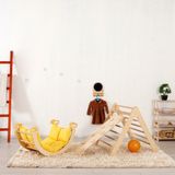 Baumfee Montessori Tırmanma Seti, Pikler Seti, Tırmanma Üçgeni ,montessori Tırmanma Seti (Üçgen - Kemer - Merdiven Rampa - Beyaz - Naturel