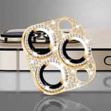 bause iPhone 11 Pro/11 Pro Max Uyumlu 9H Metal Elmas Desenli Taşlı Tek Parça Kamera Lens Koruyucu (Gold)