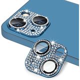 bause iPhone 11 Uyumlu 9H Metal Elmas Desenli Taşlı Tek Parça Kamera Lens Koruyucu (Mavi)
