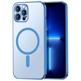 bause iPhone 12 Pro Max uyumlu Renkli Kenarlı, Kamera Korumalı, MagSafe uyumlu Şeffaf Kılıf (Sierra Blue)