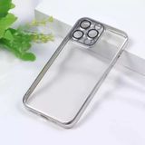 bause iPhone 13 Pro Max uyumlu Kenarları Renkli Lazer Kamera Lens Korumalı Lüks Silikon Kılıf (Silver)