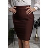 BAV Butik Ayvitrin Büyük Beden Ofis Şıklıı Scuba Kumaş Kalem Etek - L - XL - Kahverengi