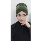 Bav Butik Ayvitrin Kadın Tesettür Çapraz Bone Haki