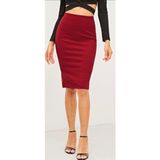 BAV Butik Ayvitrin Ofis Şıklığı Scuba Kumaş Kalem Etek - L - XL - Bordo
