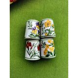Bavaria Germany Vintage Minik Çok Renkli Çiçek Desenli Alman Porseleni 4 Adet Mumluklar/Şamdanlar Seti