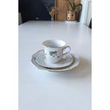 Bavaria Schumann Tradition Lena Boye Menekşe Desenli Antika Çay Fincanı Seti 3 Parça - Mor - Beyaz - 200 ml