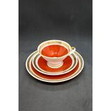 Bavaria Vbe Gehren Doğu Almanya Cmhuriyeti Vintage Çay Fincanı 3 Parça 210 ml - Altın - Kırmızı