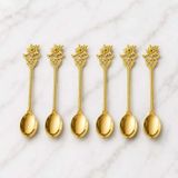 Bavella 6lı Figürlü Çay Kaşığı-Desenli Çay Kaşığı - Gold