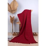 Baveno %100 Pamuk 70x150 Yazı Jakarlı Plaj Havlusu KIRMIZI