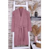 Baveno %100 Pamuk Gül Kurusu Kadın Kimono Bornoz L/XL