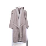 Baveno %100 Pamuk Jakarlı Gri Kimono Bornoz BEJ M