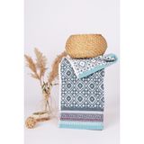 Baveno %100 Pamuk Mozaik Desen 40X60 El/yüz Havlusu - 40 x 60 cm - Lacivert