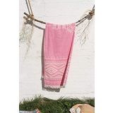 Baveno %100 Pamuklu 90x180 Peştemal Plaj Havlusu Etnik Desen Jakarlı Pembe