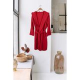 Baveno Home %100 Pamuk Kapüşonlu Havlu Bornoz - Kırmızı