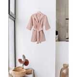 Baveno Home %100 Pamuk Kapüşonlu Pike Çocuk Bornozu - 4 Yaş - Somon