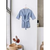 Baveno Home %100 Pamuk Kapüşonlu Pike Çocuk Bornozu - 8 Yaş - Mavi