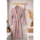 Baveno Home Pamuklu Kadın Waffle Desen Pike Kimono Bornoz Baveno - Pembe