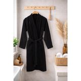 Baveno Home Pamuklu Yetişkin Unisex Kimono Cepli Bornoz Baveno - Siyah