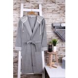 Baveno Kadın Pembe Kapşonlu Baskılı Sabahlık GRİ M