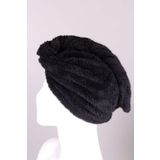 Baveno Mikrofiber Düğmeli Saç Kurulama Havlu Bone SİYAH