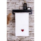 Baveno Pamuk 50 x 90 cm Kalp Nakışlı Havlu - Ekru
