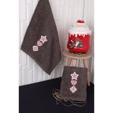 Baveno Pamuk 50X80 Christmas Yılbaşı El Havlusu - 50 x 80 cm - Kahve - Krem