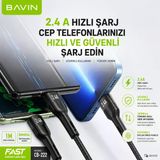 Bavin Typce Usb Hızlı Şarj Çoklu Hızlı Şarj Kablosu 3İn1 Siyah Örgülü
