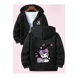 Baxia KıZ Çocuk BaskıLI Kapşonlu Hırka Sweatshirt FERMUARLI LACİVERT SİYAH RENK