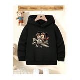 Baxia Pamuklu Özel Tasarım Mickey Mouse Baskılı Siyah Çocuk Sweatshirt KIZ ÇOCUK ERKEK ÇOCUK Hoodie SİYAH