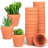 Baxrou Terra Cotta Saksı, 24'lü Paket 7,5 cm Mini Kil Saksı, Drenaj Delikli Kaktüs Çiçek Kreş Pişmiş Toprak Saksılar İç/Dış Mekan Etli Bitkiler için, El Sanatları, Düğün Hediyesi