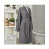 Bay-Bayan Gri Pamuklu Bornoz Kimono Yaka Bornoz - XL