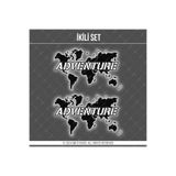 Bay Etiket Cse16s İkili Set - Reflektif Adventure (Macera) Yazılı Dünya Haritası Etiketi