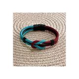Bay Hediye Bordo Mavi Taraftar Temalı Deri&Makreme Düğüm Model Bileklik (Net 21Cm)