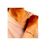 Bay Hediye Sarı Altın Kaplama Yassı 319L Çelik Italyan Unisex Kolye Ve Bileklik Set