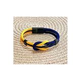 Bay Hediye Sarı Lacivert Taraftar Temalı Deri&Makreme Düğümlü Bileklik (Net 21Cm)