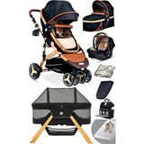 Bay Home Yeni Doğan 9 In 1 Full Takım 945 Travel Sistem Bebek Arabası Angel Sepet Anne Yanı Beşik - Gold Siyah