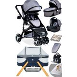 Bay Home Yeni Doğan 9 In 1 Full Takım 945 Travel Sistem Bebek Arabası Angel Sepet Anne Yanı Beşik - Gri