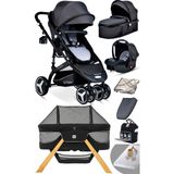 Bay Home Yeni Doğan 9 In 1 Full Takım 945 Travel Sistem Bebek Arabası Angel Sepet Anne Yanı Beşik - Siyah - Füme