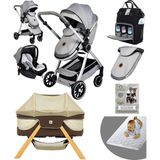 Bay Home Yeni Doğan 9 In 1 Full Takım 990 Travel Sistem Bebek Arabası Angel Sepet Anne Yanı Beşik - Gri