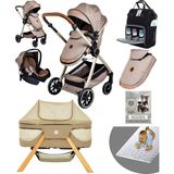 Bay Home Yeni Doğan 9 In 1 Full Takım 990 Travel Sistem Bebek Arabası Angel Sepet Anne Yanı Beşik - Kahverengi