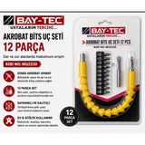 Bay-Tec Mu2230 Akrobat Bits Uç Seti 12 Parça – Esnek Şaftlı Dar Alan Vidalama Ve Matkap Uç Seti