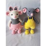 Bay ve Bayan Fare Amigurumi Organik Oyuncak