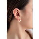 Bayar Gold 14 Ayar Altın Düz Halka Gizli Kilit Küpe 1.5 Cm